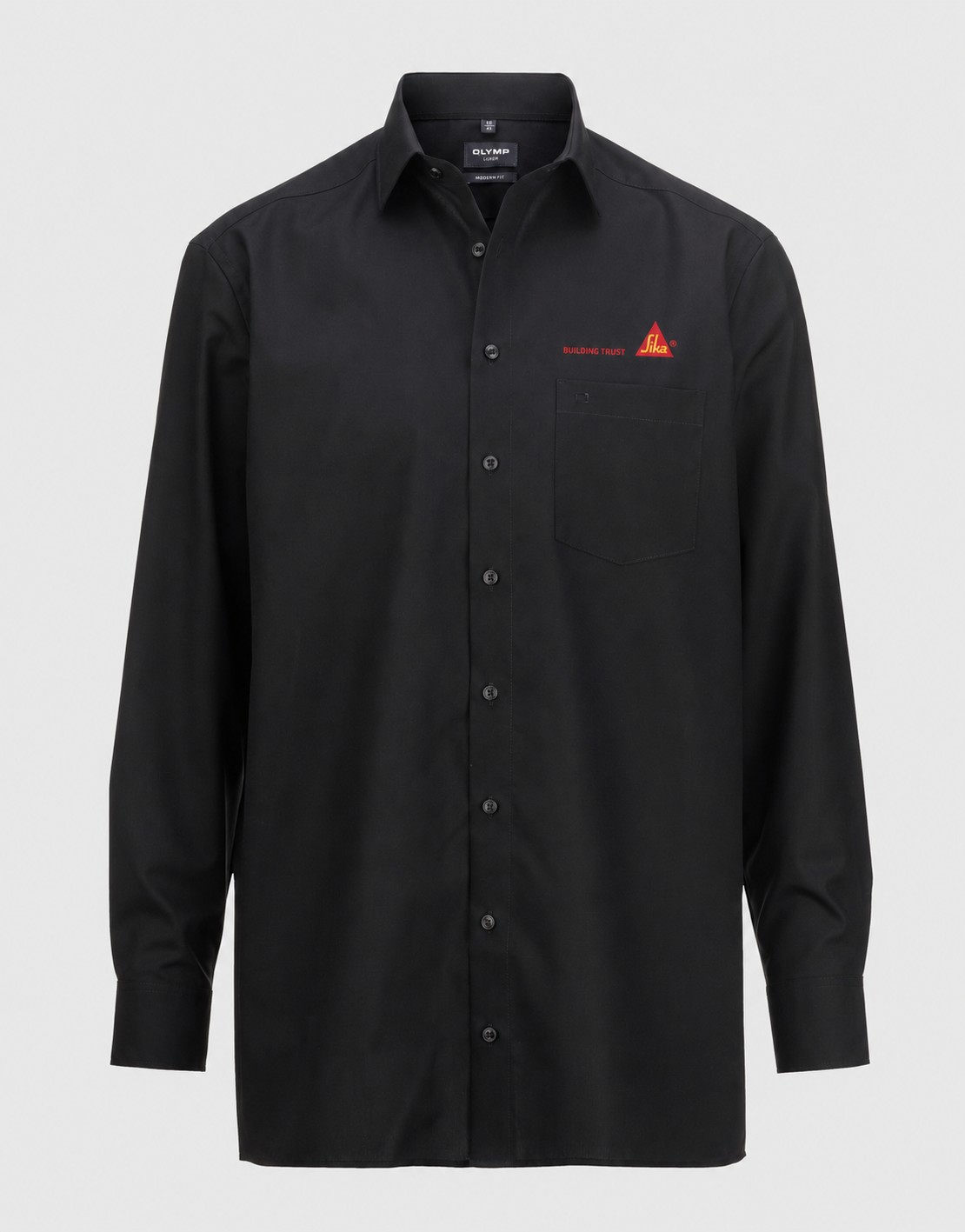 H.Hemd modern fit, Olymp 0300, schwarz, inkl. Sika Einstickung